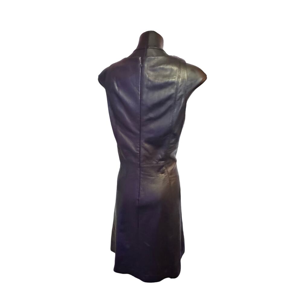 White House Black Market Genuine Leather Black Dress Size 6 - Picture 3 of 6